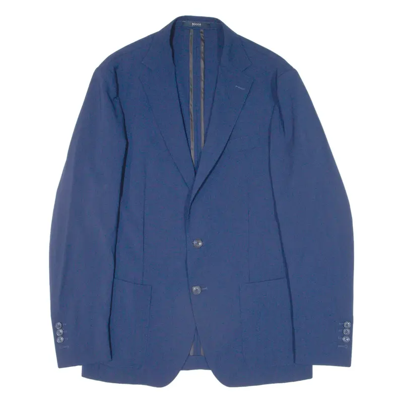 BOGGI Mens Blazer Jacket Blue Knit Wool S