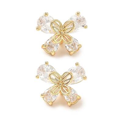 Brass Micro Pave Clear Cubic Zirconia Charms