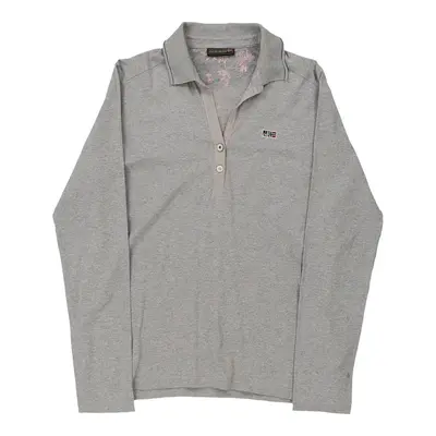 Napapijri Long Sleeve Polo Shirt - Large Grey Cotton | Size: large
