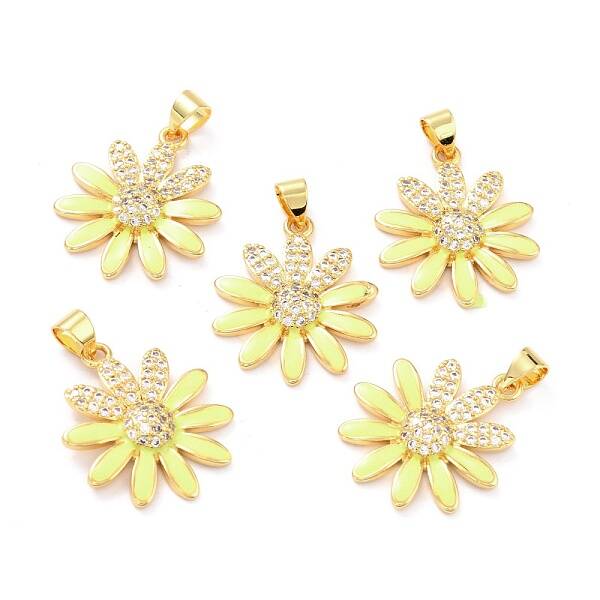 Real 18K Gold Plated Brass Micro Pave Cubic Zirconia Pendants