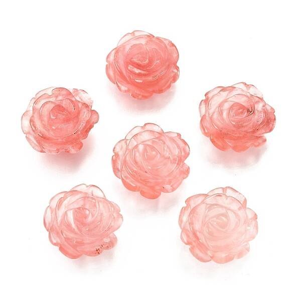 Cherry Quartz Glass Carved Pendants