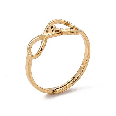 Ion Plating(IP) 201 Stainless Steel Infinity Love Adjustable Ring for Women