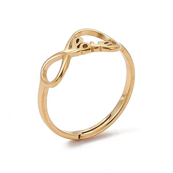 Ion Plating(IP) 201 Stainless Steel Infinity Love Adjustable Ring for Women