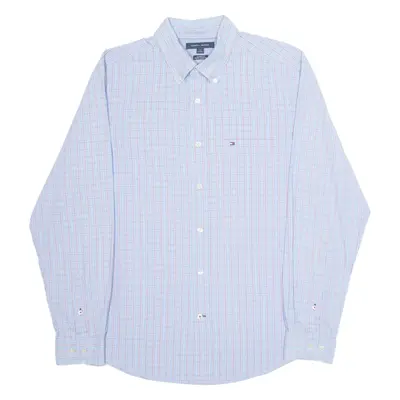 TOMMY HILFIGER Classic Fit Mens Shirt Blue Check Long Sleeve L