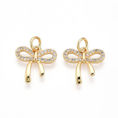 Brass Micro Pave Cubic Zirconia Charms