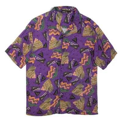 PULL&BEAR Mens Shirt Purple Crazy Pattern S