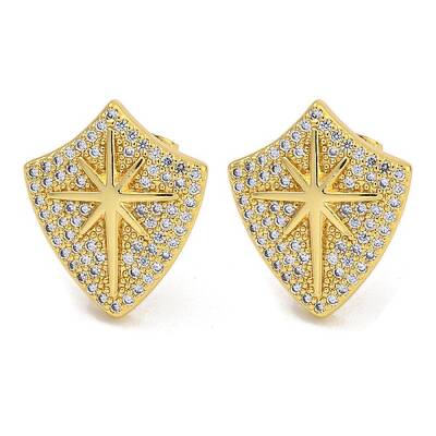 Rack Plating Brass Micro Pave Clear Cubic Zirconia Stud Earrings