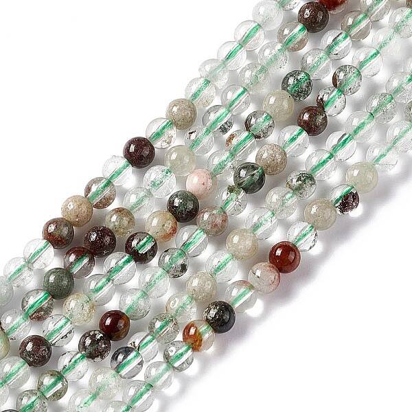 Natural Green Lodolite Quartz/Garden Quartz Beads Strands