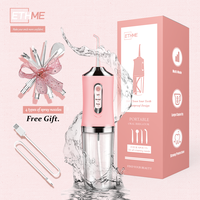 4 in 1 Rechargeable Replaceable Nozzle Pink Burst Toothbrush with Dental Water Flosser Portable Teeth Cleanser for Braces,Ora...