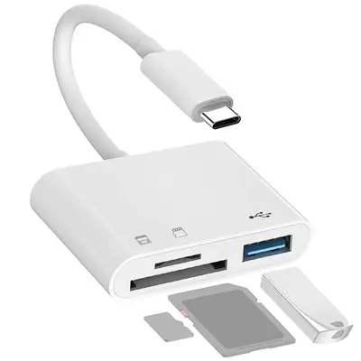 USB Type-C or Micro-USB to SD Card Reader, OTG USB Data Cable, Micro SD/TF Card Reader Adapter, Storage Card Data Transfer fo...