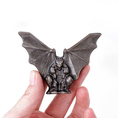 Natural Golden Sheen Obsidian Carved Batman Ornament