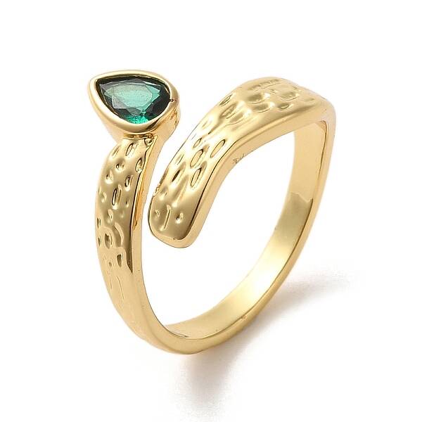 Brass Micro Pave Cubic Zirconia Solitaire Ring
