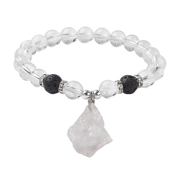 Natural Quartz Crystal Beaded Stretch Bracelets