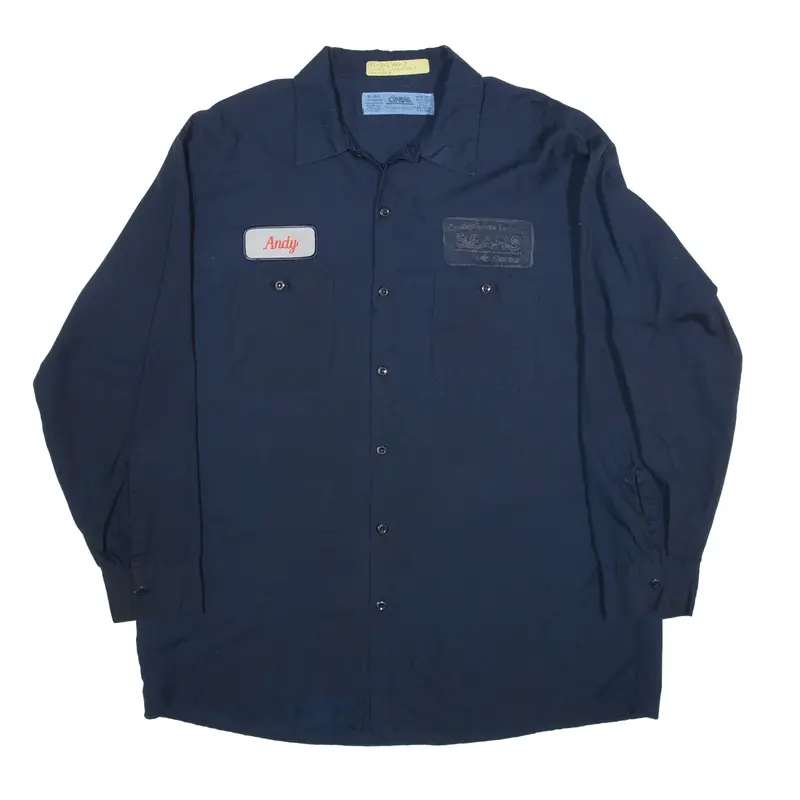 CINTAS Worker Shirt Blue Long Sleeve Mens XL