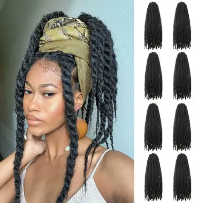 YXHAIR Hot Twist Braiding Hair 18 Inch Cuban Twist Hair 8 Packs COCO Twist Hair Afro Kinky Braids Crochet Hair Synthetic Brai...