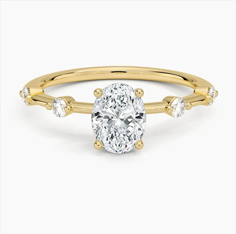 10K Gold 0.6 to 3.1 CT.T.W. Oval Cut Lab Created Diamond Engagement Band D Color VVS-VS Clarity IGI Certified