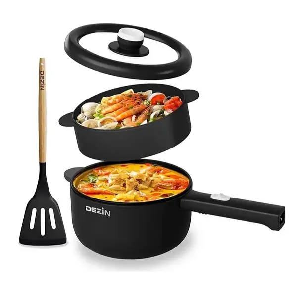 Dezin Electric Cooker, 2L Non-Stick Sauté Pan, Rapid Noodles Cooker, Mini Pot for Ramen with Power Adjustment, Dorm Room Ess...
