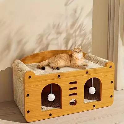 Wooden Cat Scratcher, Cat Scratching Board, Cat Bed, Pet Furniture for Small Pets, Stylish Cat Bed for Big and Small Cats
