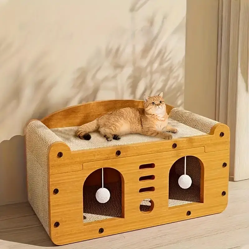 Wooden Cat Scratcher, Cat Scratching Board, Cat Bed, Pet Furniture for Small Pets, Stylish Cat Bed for Big and Small Cats