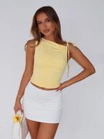 Women's Plain Tie Shoulder Tee, Basic Casual Sleeveless Top for Summer, Women's Clothing for Daily Wear, Womenswear, Lady Top