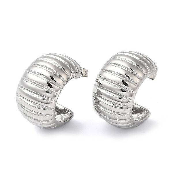Non-Tarnish 304 Stainless Steel Round Stud Earrings for Women