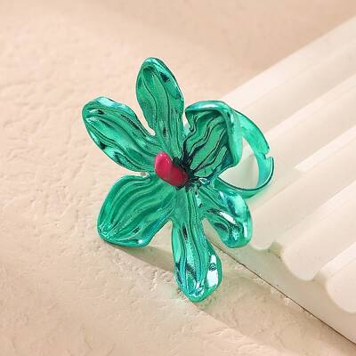 Adjustable Alloy Flower Finger Rings for Women