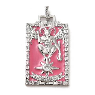 Brass Micro Pave Cubic Zirconia Pendants with Enamel
