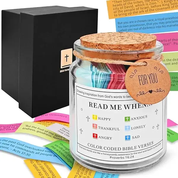 2025 Upgraded Bible Verse Jar,Read Me When Bible Verses Jar for Emotions and Feelings, Scripture Prayer Cards Hope Jar,Religi...