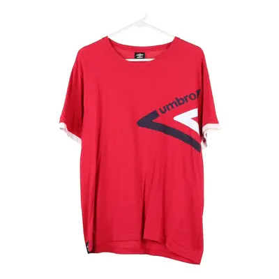 Umbro Spellout T-Shirt - Large Red Cotton
