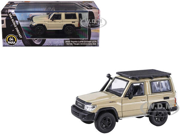 2023 Toyota Land Cruiser 71 Sandy Taupe 70th Anniversary with Roofrack 1/64 Diecast Model Car by Paragon Models