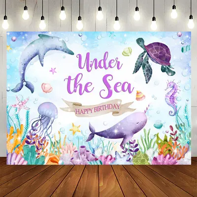 Under The Sea Marine Organism Birthady Backdrop - Aperturee