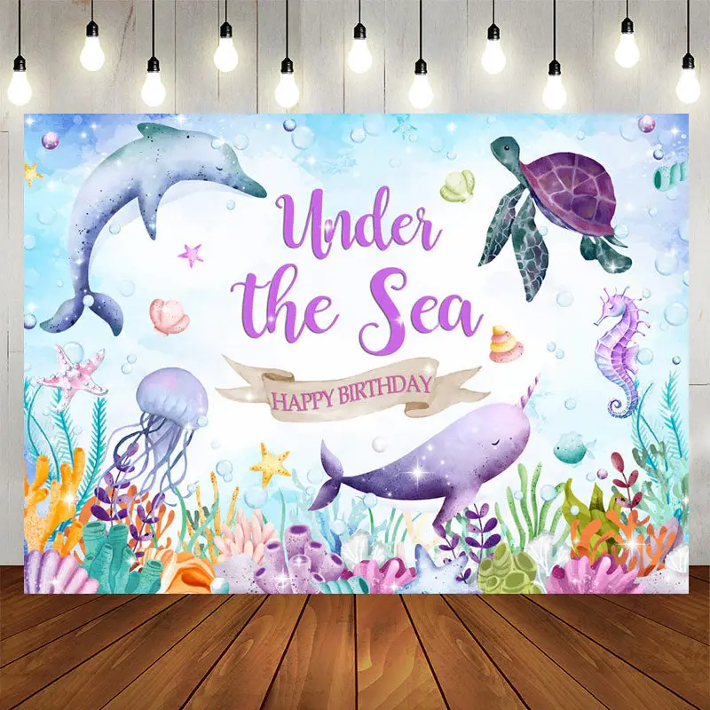 Under The Sea Marine Organism Birthady Backdrop - Aperturee