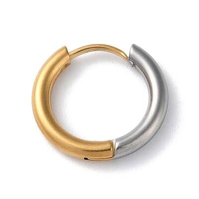 Two Tone 304 Stainless Steel Huggie Hoop Earrings