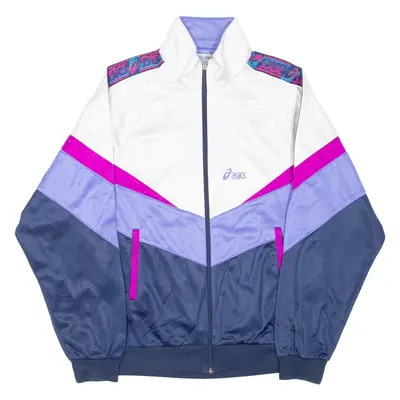 OASICS Womens Track Jacket Blue Colourblock L