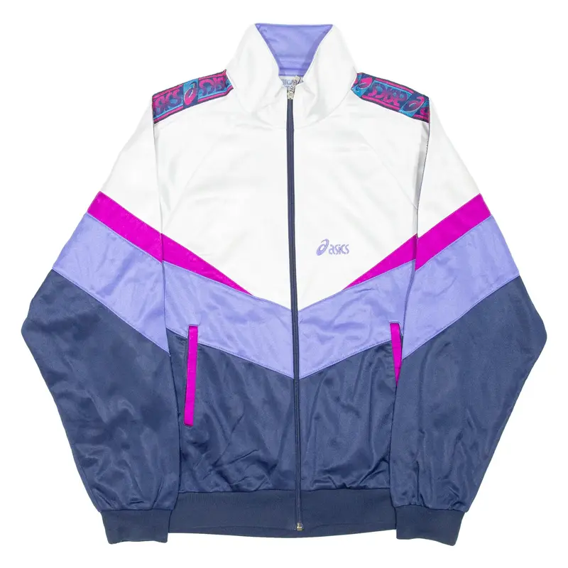 OASICS Womens Track Jacket Blue Colourblock L