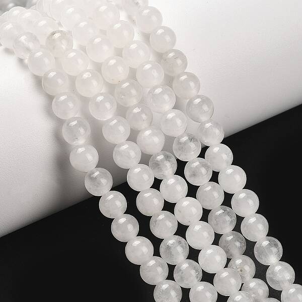 Natural White Jade Round Bead Strands