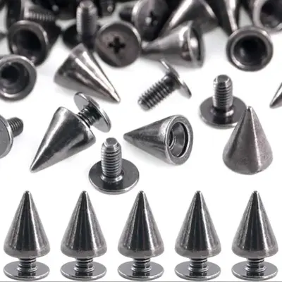 \\Metal Cone Spikes, 100 Sets Metallic Screw Back Studs for DIY Leather Craft Bag Clothing Shoes Belts Rapid Rivets Punk Acce...