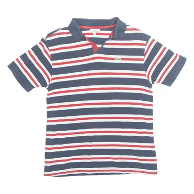 LACOSTE Boys Polo Shirt Blue Striped 16Y