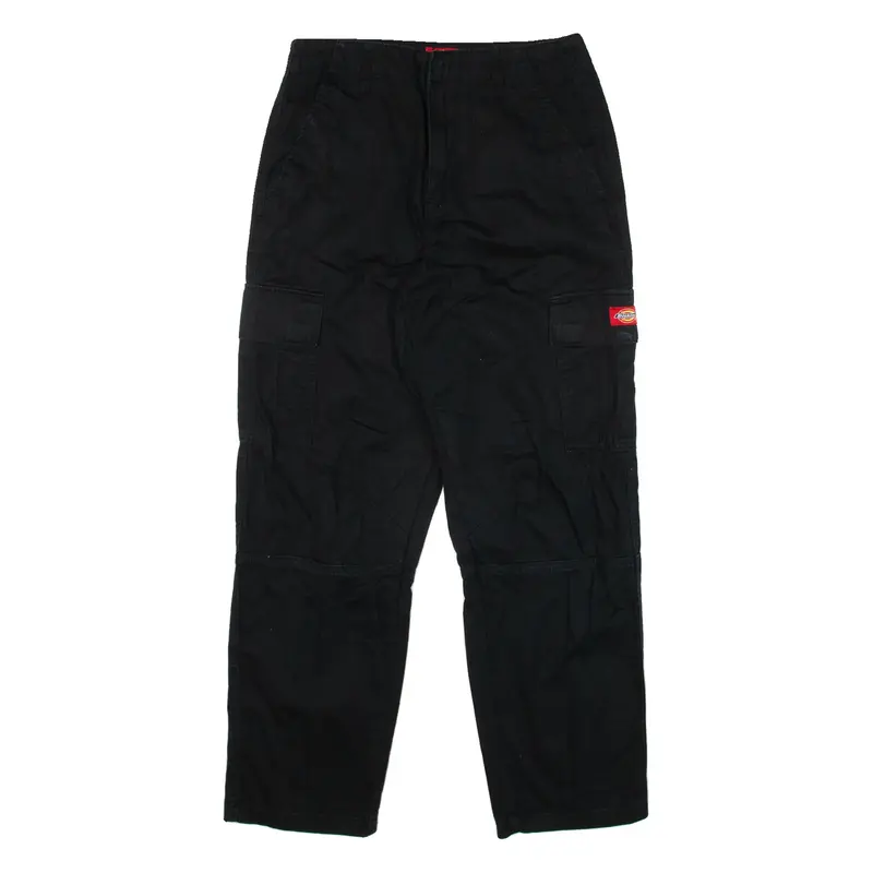 DICKIES Cargo Womens Trousers Black Relaxed Straight W26 L27