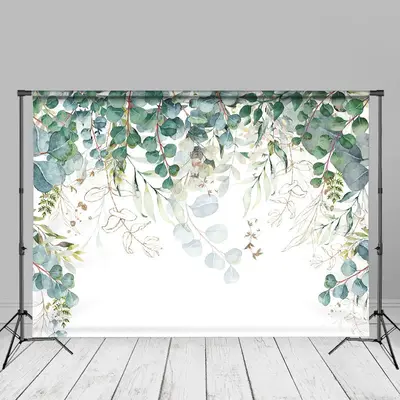 Green Leaves White Simple Spring Backdrop For Photo - Aperturee