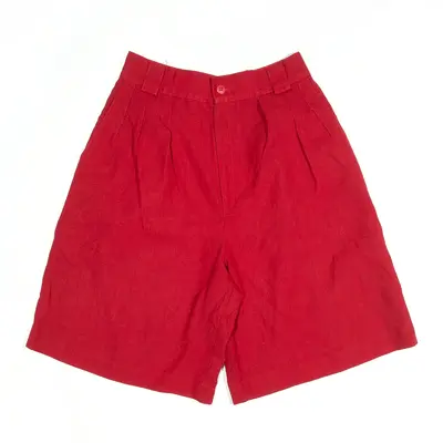 BRIGGS NEW YORK Pleated Shorts Red 90s Regular Casual Womens XS W26
