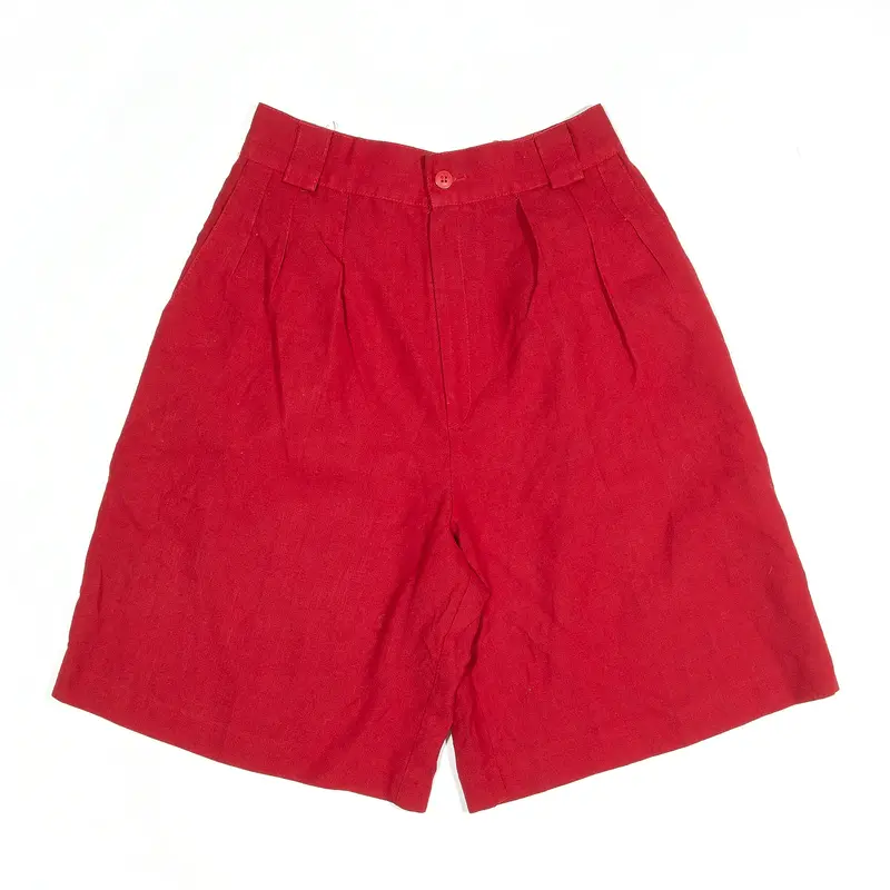 BRIGGS NEW YORK Pleated Shorts Red 90s Regular Casual Womens XS W26