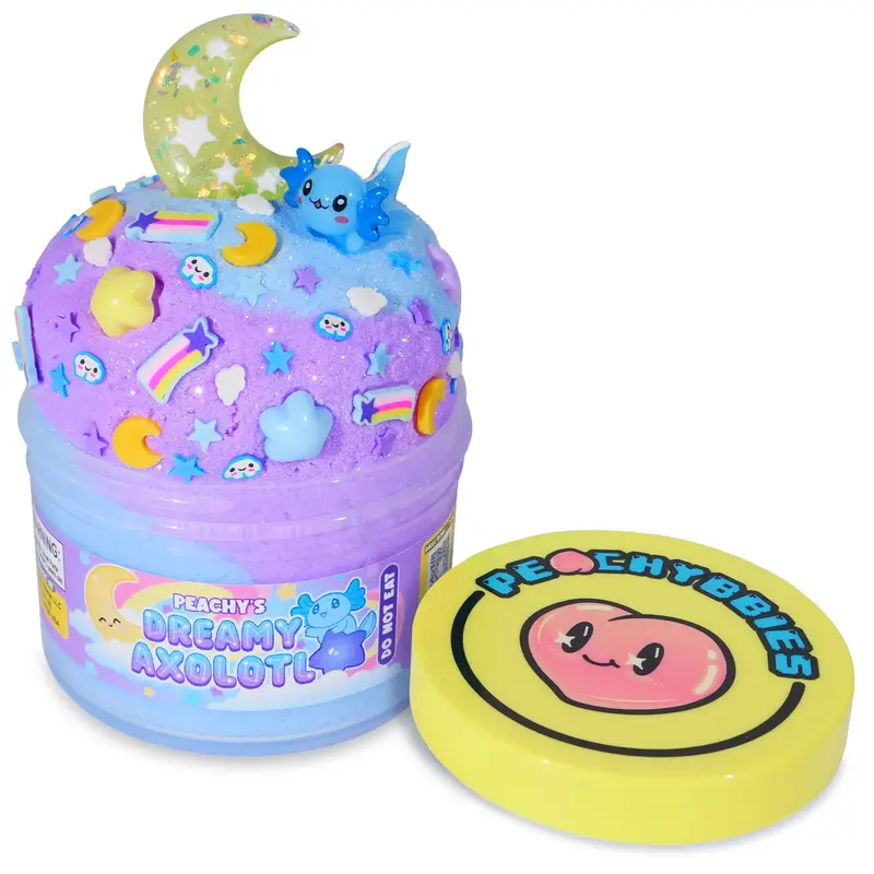 PEACHYBBIES: Dreamy Axolotl Cloud Dough Slime, 7 oz. Premium Scented Slime, ASMR, Axolotl Gifts, Slime Charms, Fidget Toys