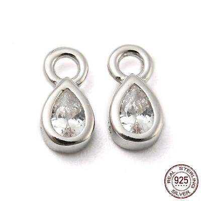 Real Platinum Plated Rhodium Plated 925 Sterling Silver Charms