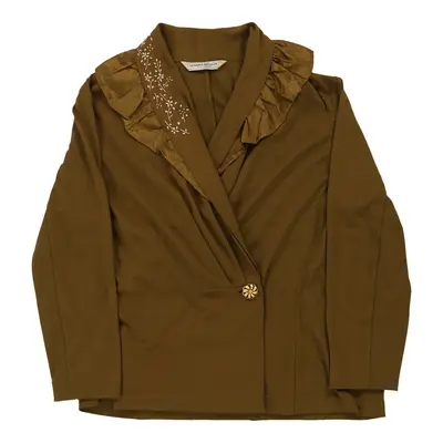 Marina Rinaldi Jacket - Large Khaki Wool Blend | Size: large