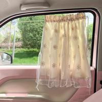 Car Window Sunshade, Floral Print Double Layer Car Sunshade, Universal Heat Insulation Lace Car Sunshade