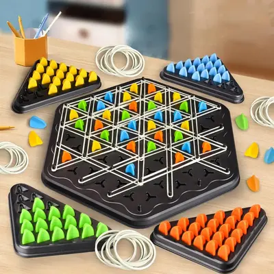 Triangle Chess Game, 1 Set Trigger Rubber Belt Game, Party Leisure & Desktop Interactive Game Props, Birthday Gift