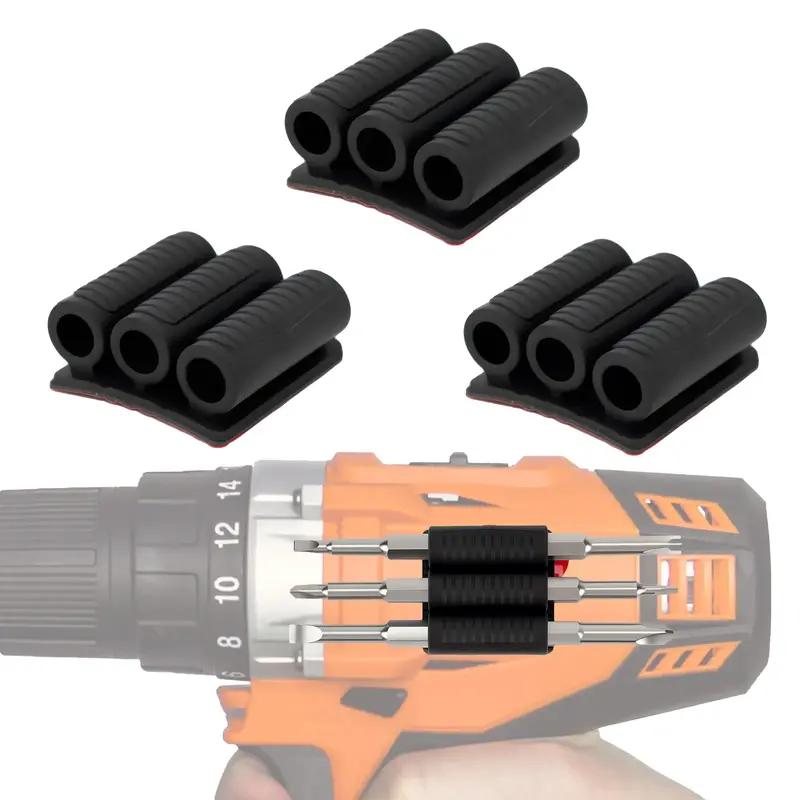 Universal Self-Adhesive Drill Bit Gripper,3pcs Universal Fit Drill Bit Holders for Impact Drivers and Drills,Drill Bit Sleeve...
