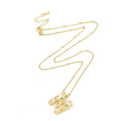 Brass Micro Pave Clear Cubic Zirconia Pendant Necklaces