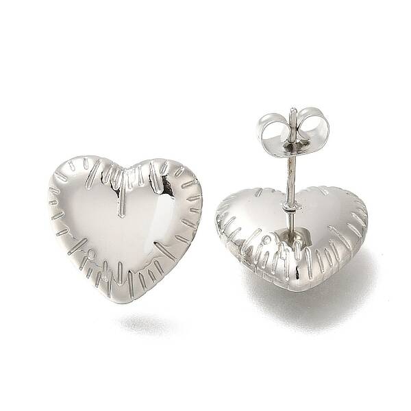 304 Stainless Steel Heart Stud Earrings for Women